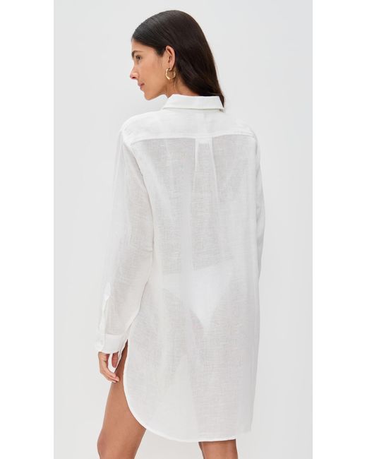 chinese dress ladies Linen Shirt-Dress - Light Grey - Luxury Medium Thick Linen L