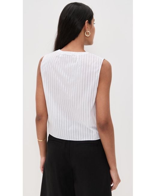 Theory White Sleeveless Button Down Shell