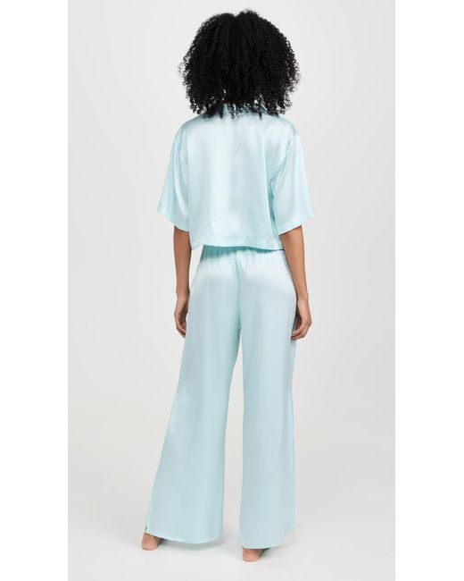Lunya Blue Washable Silk High Rise Pant Set