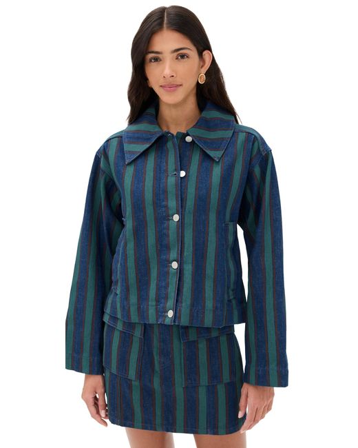 The Tiny Big Sister Blue Boxy Striped Jacket