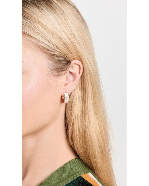 Tory Burch Kira Enamel huggie Hoop Earrings | Lyst