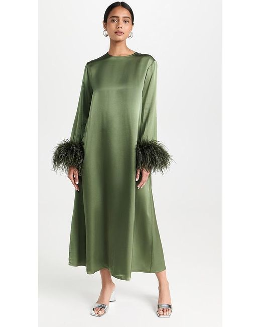 Sleeper Green Suzi Axi Dress With Detachable Feathers In