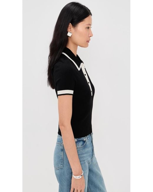 Alice + Olivia Black Pia Button Down Knit Polo