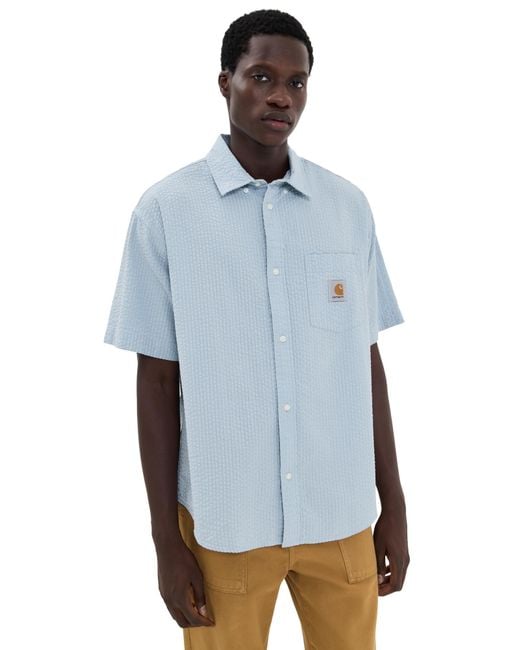 Carhartt Blue Short Sleeve Toland Shirt for men