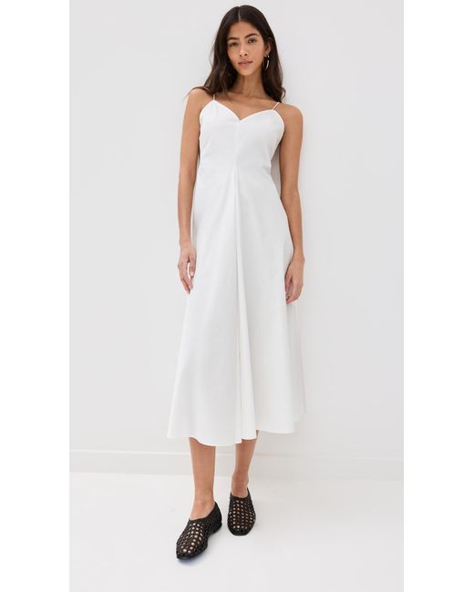 Rohe White Cotton Strap Dress With Wide Hem