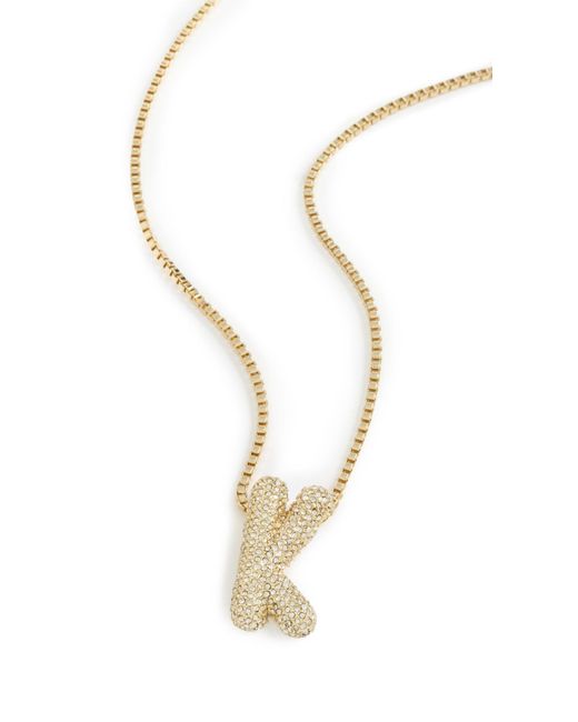 BaubleBar White Pave Bubble Initial Necklace