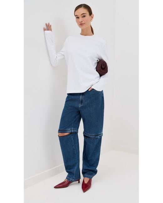 Tibi White Perfect T-Shirt With Gusset Elbow Sleeve