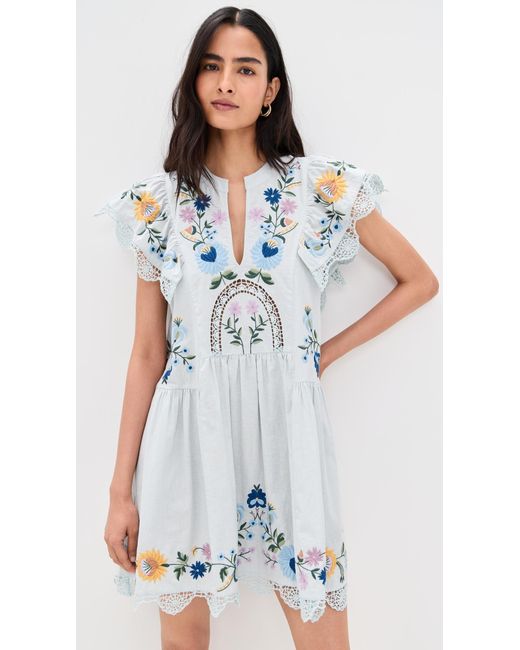 Sea White Celia Embroidery Dress
