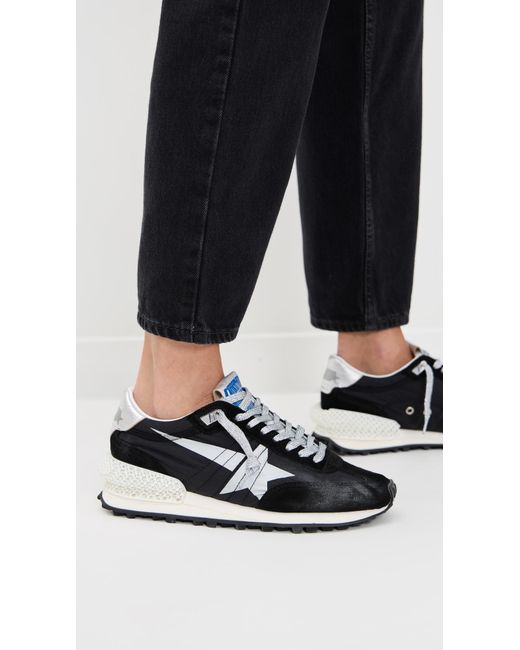 Golden Goose Deluxe Brand Black Running Marathon Nylon Upper Suede Toe And Spur Printed Star Laminated Heel Sneakers