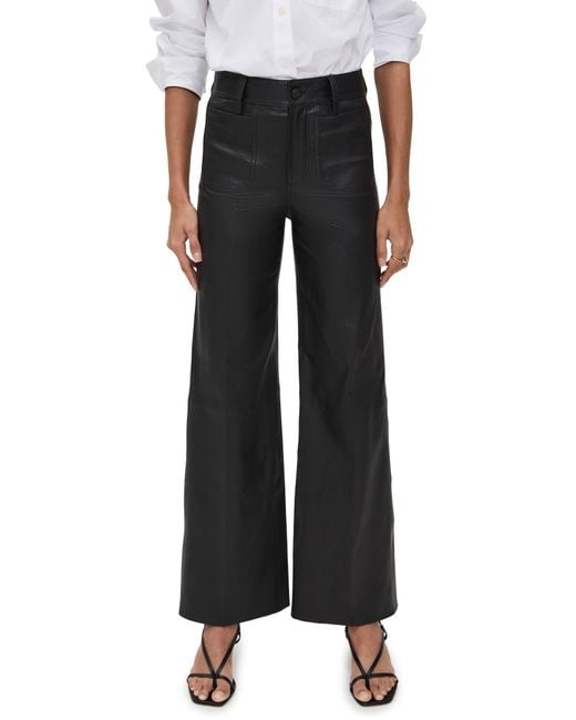 FRAME Black Leather Le Slim Palazzo Modernist Pocket Pants
