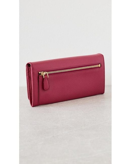 What Goes Around Comes Around Prada Pink Saffiano Bow Continental Wallet