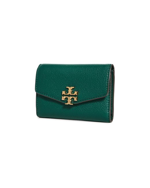 Tory Burch Kira Mixed-materials Medium Flap Wallet in Green | Lyst