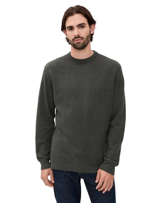 Filson Men's Black Waffle Knit Thermal Crewneck