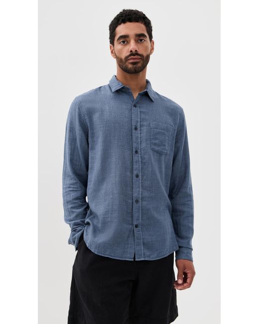 Vince Blue Double Face Long Sleeve Shirt for men