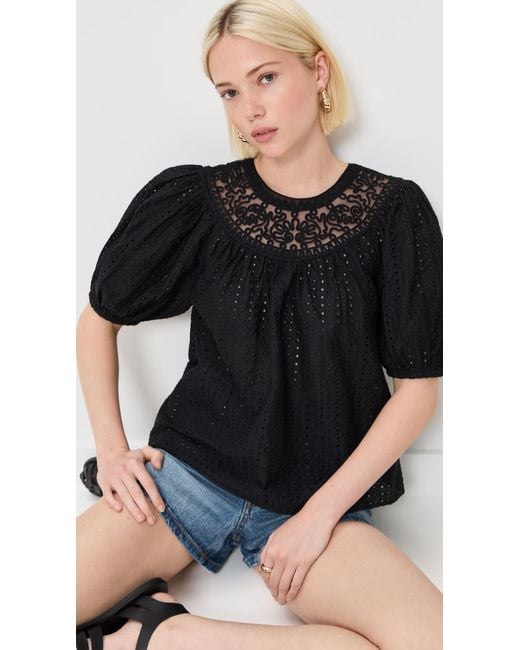 Ulla Johnson Black Amina Top