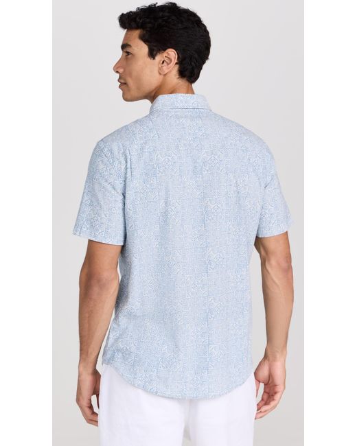 Faherty Brand Blue Hort Eeve Tretch Paya Hirt Outh Pacific Geo for men