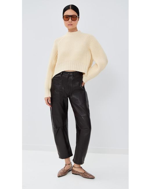 Co. Natural Cropped Crew Neck Pullover