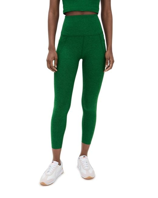 Beyond Yoga Green Spacedye Out Of Pocket High Waisted Midi Legging