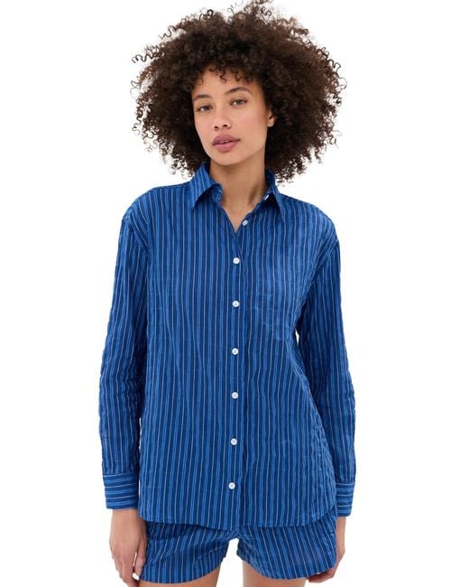 Le Bos Blue Kali Tie Back Button Down