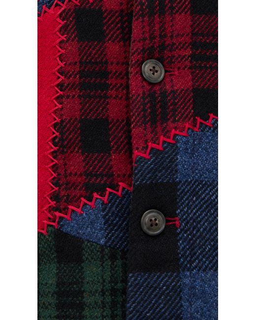 Polo Ralph Lauren Red Wool Patchwork Woven Coat