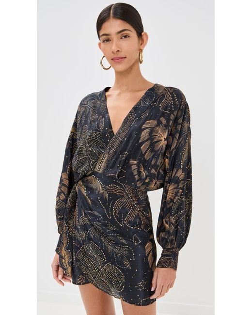 Farm Rio Black Mini Puffy Sleeve Dress