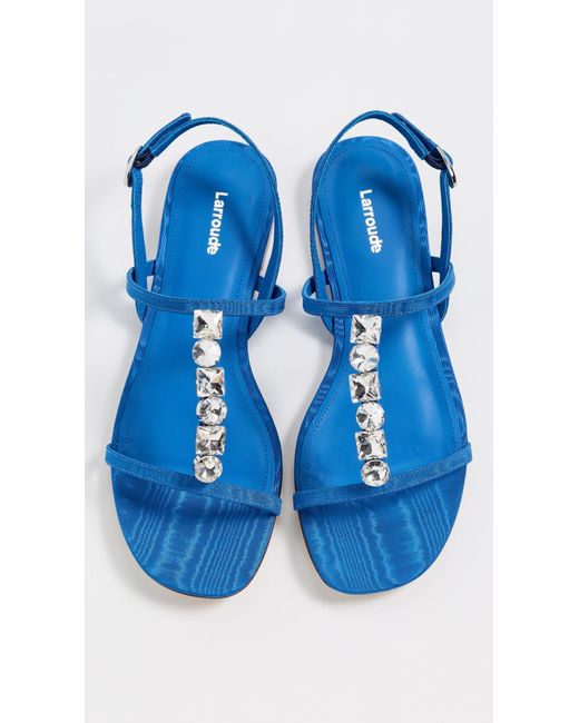 Larroude Blue Calypso Flat Sandals