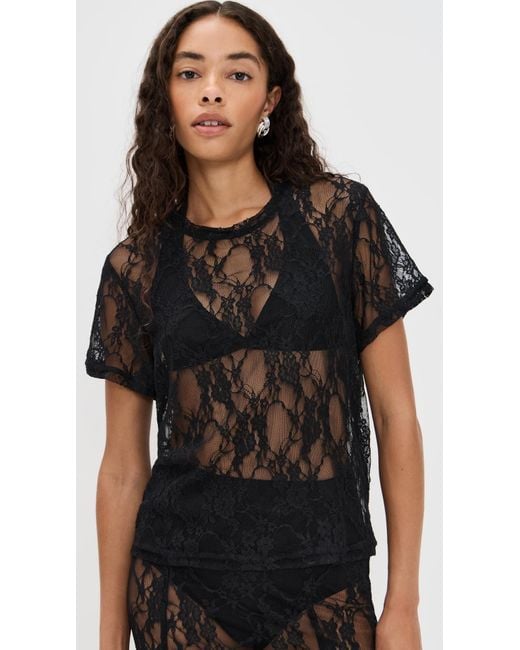 Le Bos Black Lace Tee