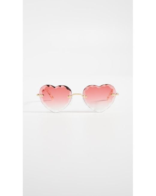 Chloé Pink Rosie Scalloped Heart Sunglasses
