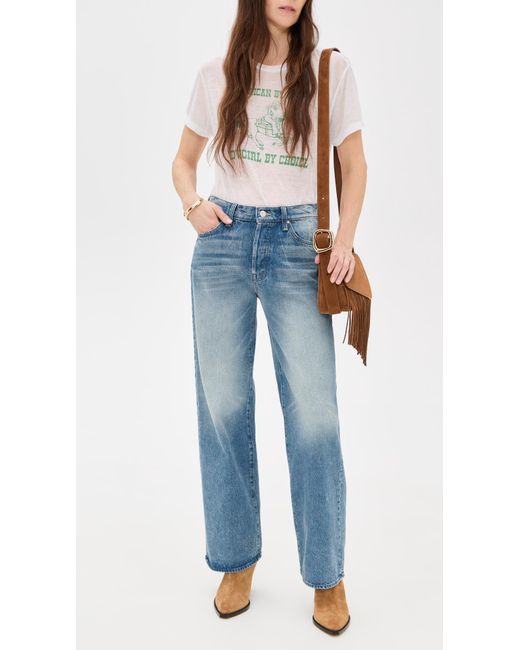 Mother Blue Lil Dodger Button Sneak Jeans