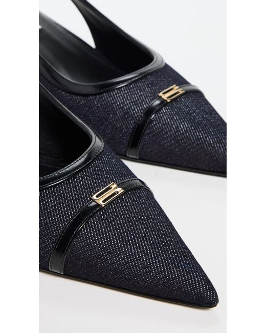 Victoria Beckham Black B Buckle Kitten Heel Slingbacks