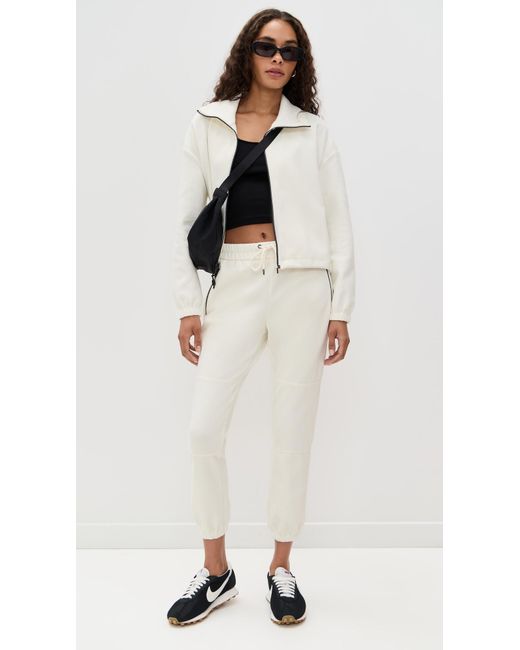 James Perse White Matte Scuba Full Zip Jacket