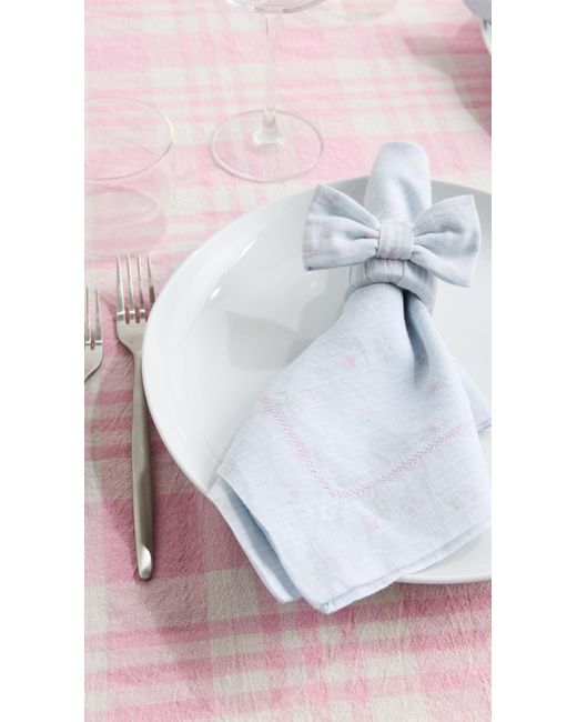 LoveShackFancy White Yarn Dye Printed Napkin Set