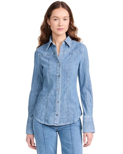 Another Tomorrow Blue Chambray Slim Shirt
