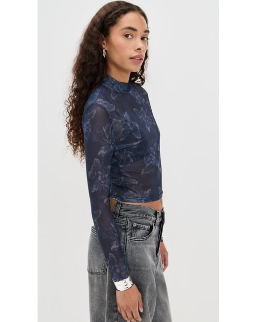 MINKPINK Blue Iris Mesh Top