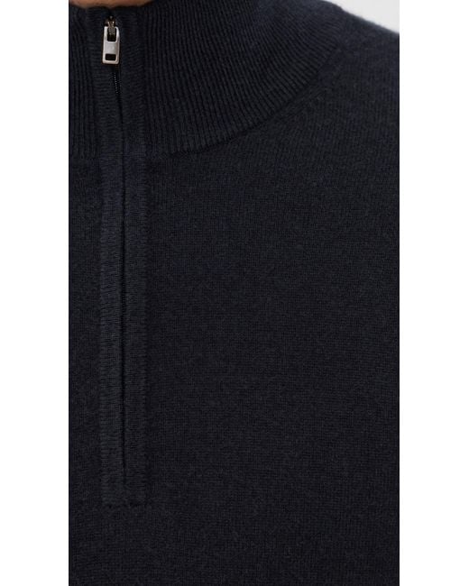 Vince Blue Cashmere Quarter Zip Sweater for men