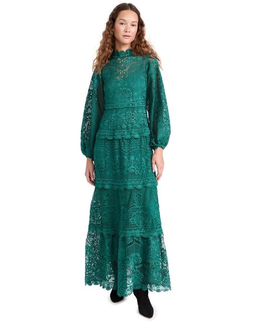 FARM Rio Dark Guipure Long Sleeve Maxi Dress in Green | Lyst FARM Rio Dark Guipure Long Sleeve Maxi Dress in Green | Lyst