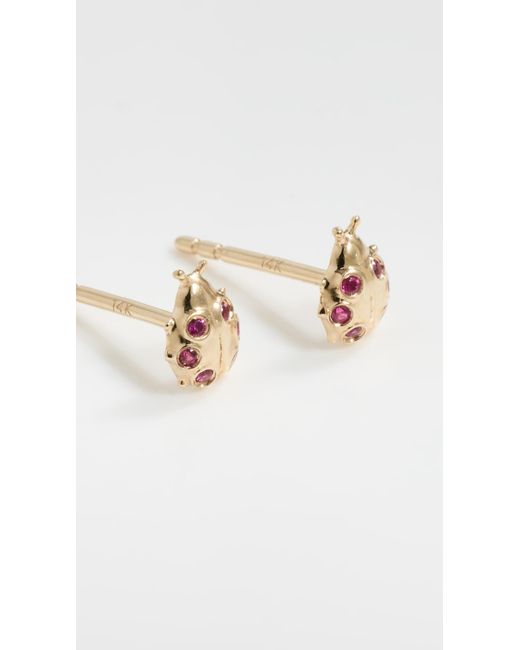 Sydney Evan Multicolor 14K Tiny Ladybug Studs