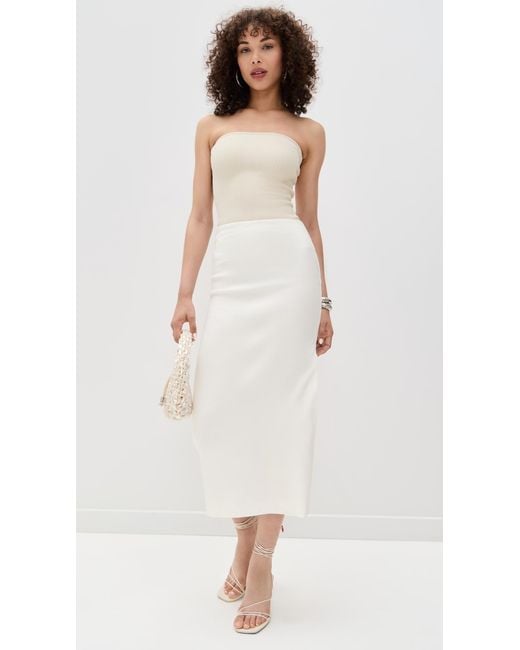 Alice + Olivia White Maeve Slip Skirt With Slit