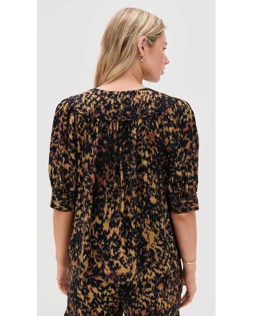 Ulla Johnson Black Blaire Short Sleeve Blouse