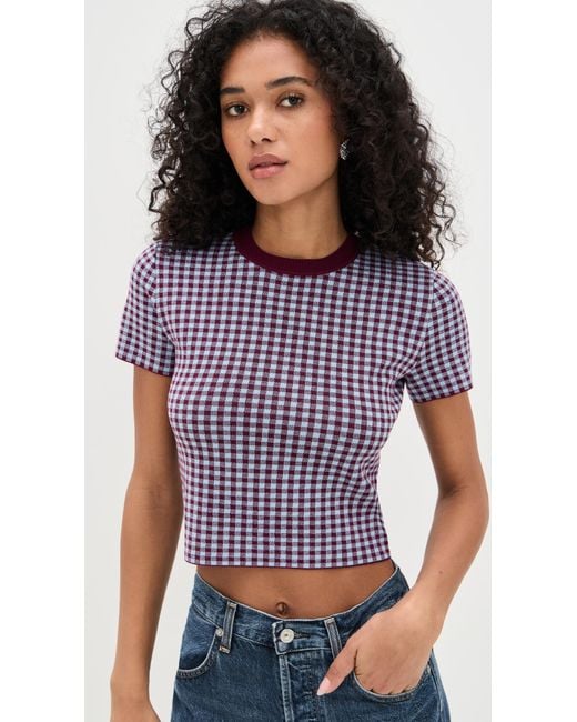 Le Bos Multicolor Gingham Knit Tee