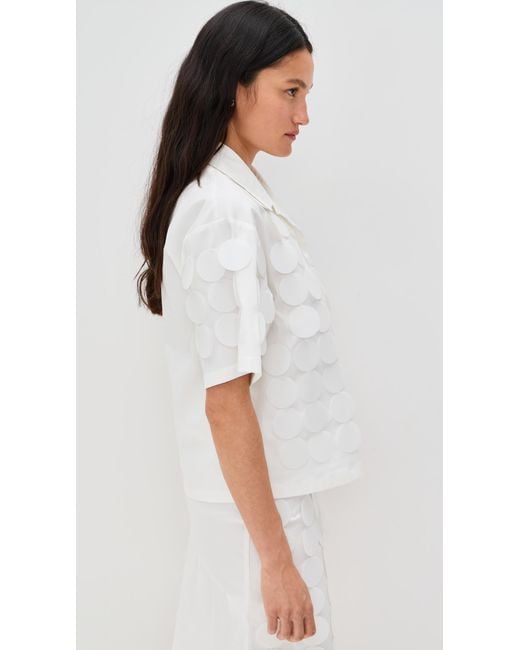 MSGM White Paillettes Collar Blouse