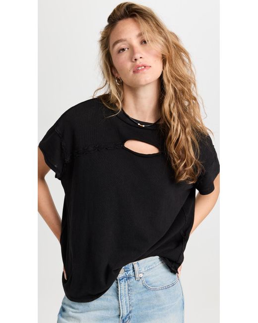 Free People Cotton Cut Out Tee in Black | Lyst Canada