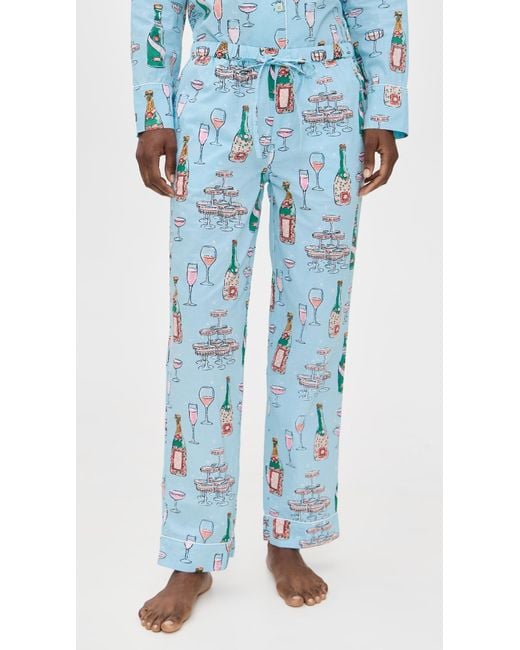 Printfresh Blue Champagne Tower Long Pj Set