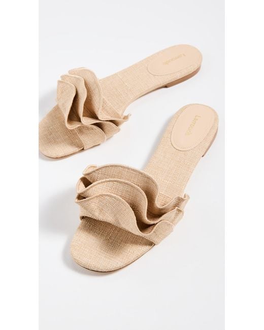 Larroude Natural Ivy Ruffle Sandals