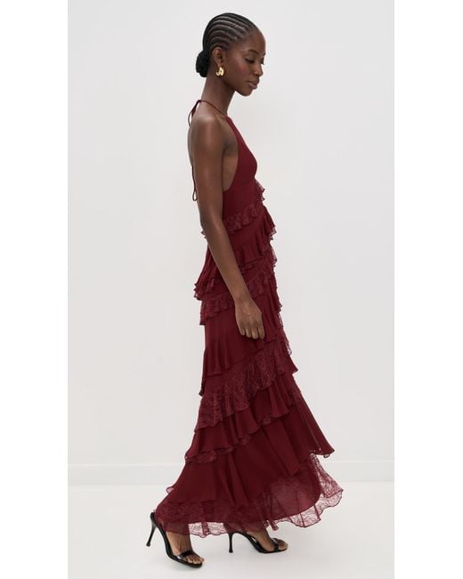 Alice + Olivia Liana V Neck Ruffle Maxi Dress in Red | Lyst Alice + Olivia Liana V Neck Ruffle Maxi Dress in Red | Lyst