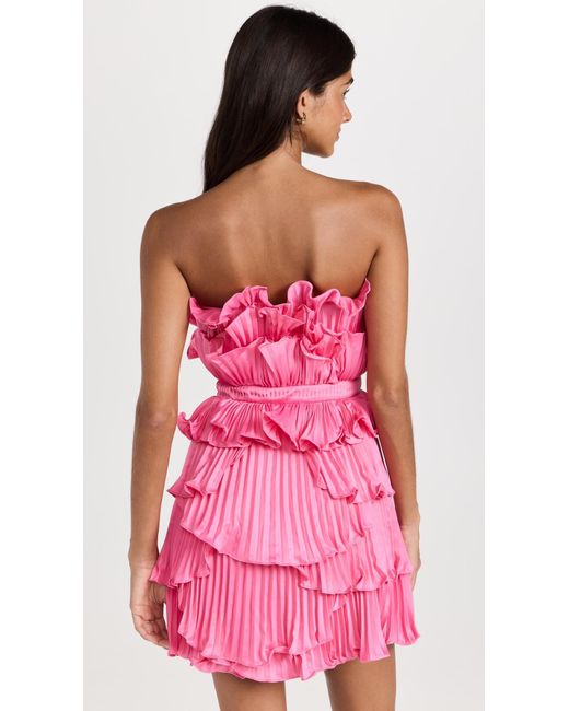 strapless open back dress Amur Cami Pleated Mini Dress in Berry Blush main image 0