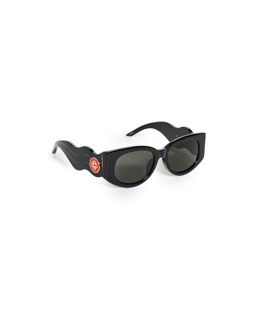 Casablancabrand Black Acetate & Metal Oval Wave Sunglasses