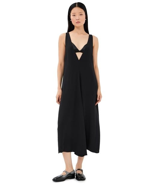 Tibi 4 Ply Silk V Neck Dress With Bra in Black | Lyst