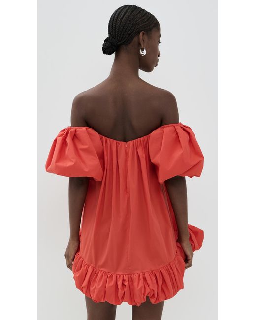 Caroline Constas Leona Off Shoulder Bubble Hem Mini Dress in Red | Lyst