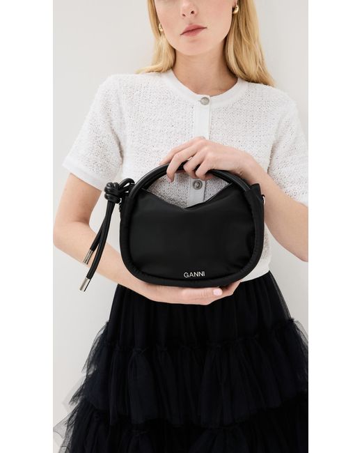 GANNI ミニ ノットバッグ ハンドバッグ BLACK Ganni Knot Mini Bag in Black | Lyst